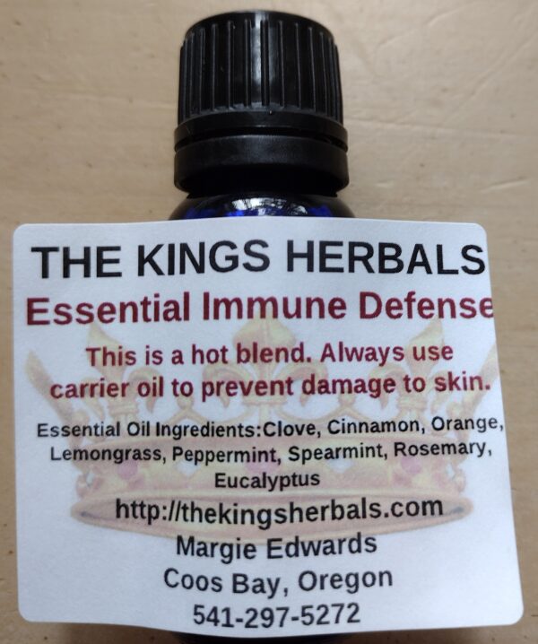 A bottle of essential immune defense oil.