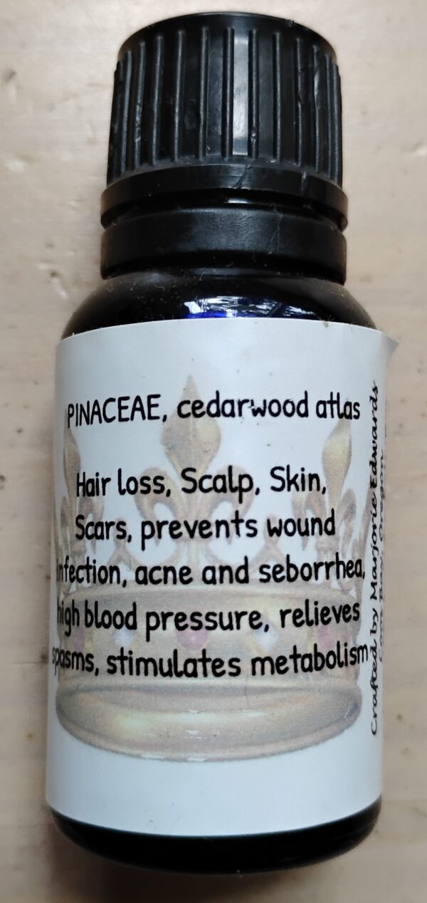 Cedarwood atlas essential oil bottle.